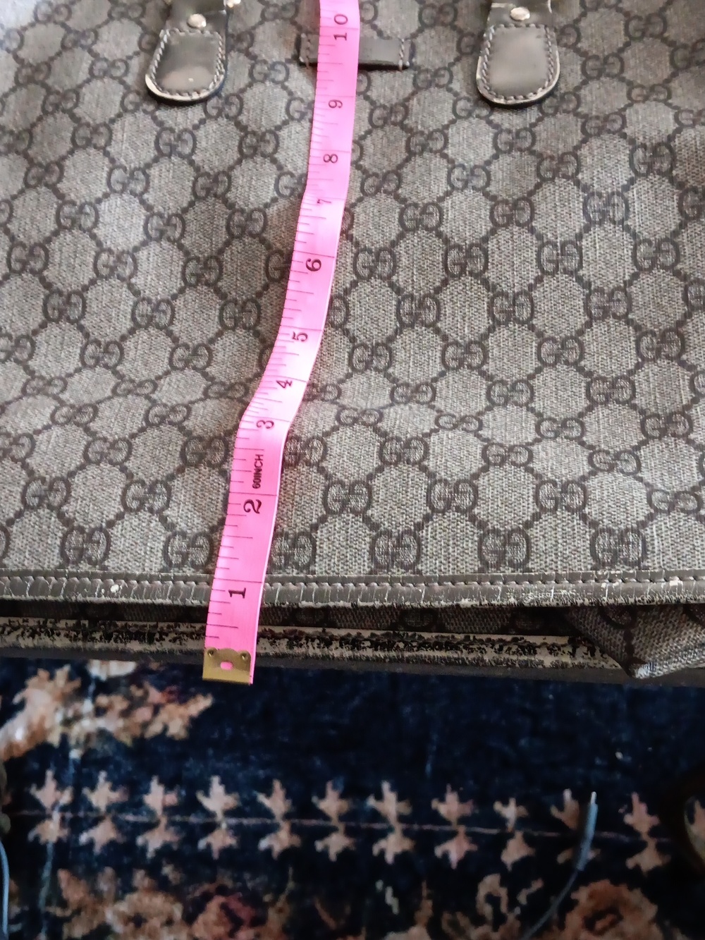 Gucci Monogram Top-Handle Tote in Beige/Brown - Picture 9 of 9